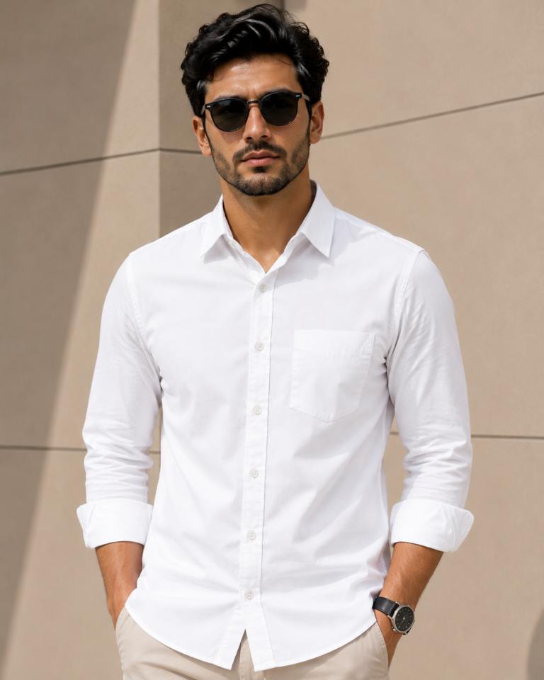 Confident Man Against Modern Wall
